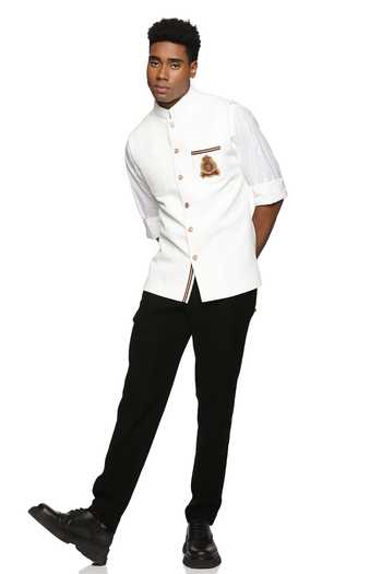 Paresh Lamba Signatures White Cotton Patchwork Quilted Bundi 3