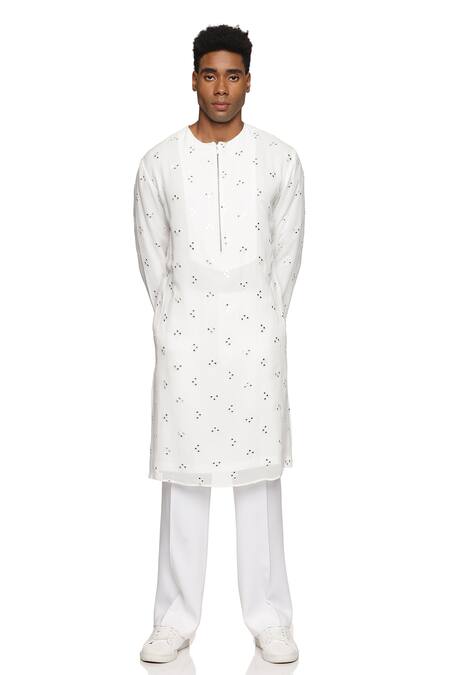 Paresh Lamba Signatures_White Polyester, Silk Embroidery Floral Bundi _Online_at_Aza_Fashions