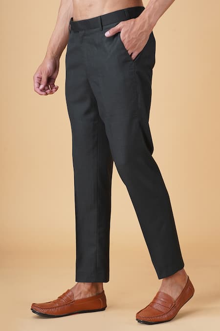 Manish Nagdeo_Green Viscose Mandarin Collared Bandhgala With Trouser _Online_at_Aza_Fashions