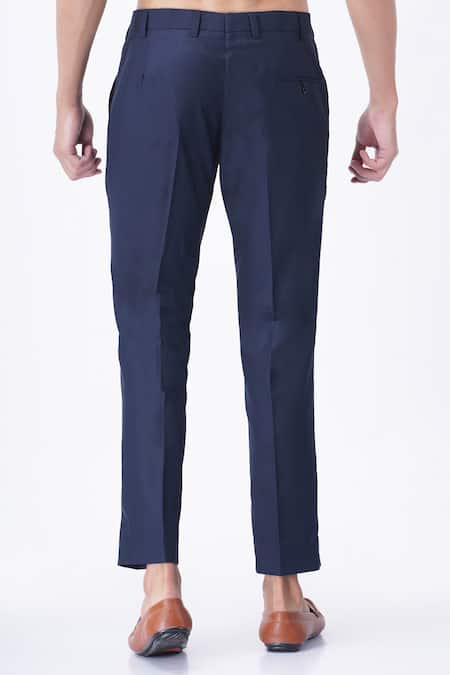 Buy_Manish Nagdeo_Blue Viscose, Silk Embroidery Flower Bloom Pattern Bandhgala With Trouser