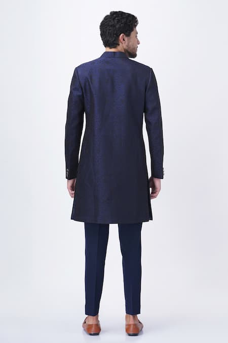 Manish Nagdeo Flower Pattern Long Bandhgala With Trouser