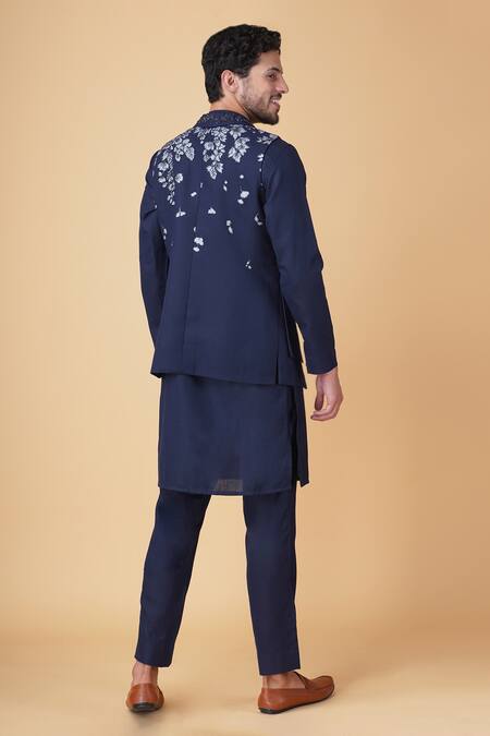 Manish Nagdeo Floral Embellished Bundi Kurta Set 