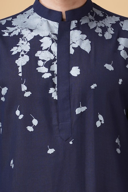 Shop Manish Nagdeo Blue Silk Embroidery, Beads Floral Embellished Bundi Kurta Set Online at Aza Fashions Shop_Manish Nagdeo_Blue Silk Embroidery, Beads Floral Embellished Bundi Kurta Set _Online_at_Aza_Fashions