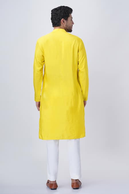 Shop Manish Nagdeo Yellow Silk, , Satin Sequins, Embroidery Floral Bundi Kurta Set at Aza Fashions Shop_Manish Nagdeo_Yellow Silk, , Satin Sequins, Embroidery Floral Bundi Kurta Set _at_Aza_Fashions