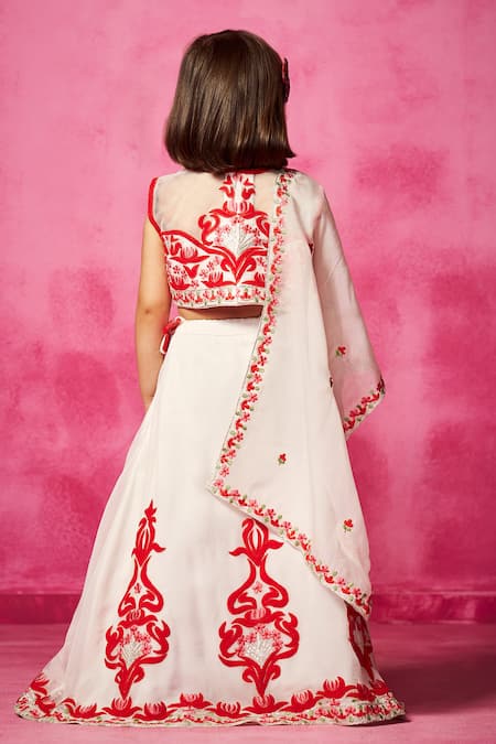 Shop Neha Gursahani Ivory Organza Embroidery Floral Lehenga Set at Aza Fashions Shop_Neha Gursahani_Ivory Organza Embroidery Floral Lehenga Set _at_Aza_Fashions