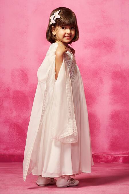 Shop Neha Gursahani Ivory Organza, Georgette, Cotton Embroidery Yoke Anarkali Set Online at Aza Fashions Shop_Neha Gursahani_Ivory Organza, Georgette, Cotton Embroidery Yoke Anarkali Set _Online_at_Aza_Fashions