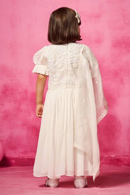 Shop Neha Gursahani Ivory Organza, Georgette, Cotton Embroidery Yoke Anarkali Set at Aza Fashions Shop_Neha Gursahani_Ivory Organza, Georgette, Cotton Embroidery Yoke Anarkali Set _at_Aza_Fashions