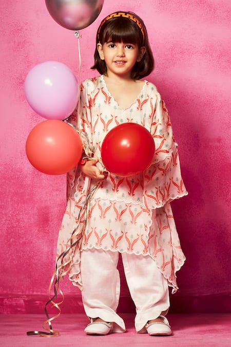 Shop Neha Gursahani White Satin, Linen, Cotton Mughal Print Kaftan Kurta And Pant Set Online at Aza Fashions Shop_Neha Gursahani_White Satin, Linen, Cotton Mughal Print Kaftan Kurta And Pant Set _Online_at_Aza_Fashions