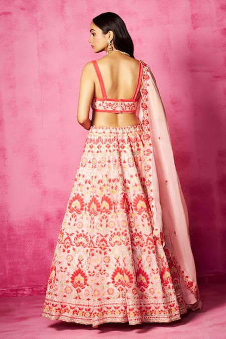 Shop Neha Gursahani Pink Organza Mirrors, Embroidery, Patchwork Sweetheart Blouse Bridal Lehenga Set at Aza Fashions Shop_Neha Gursahani_Pink Organza Mirrors, Embroidery, Patchwork Sweetheart Blouse Bridal Lehenga Set _at_Aza_Fashions