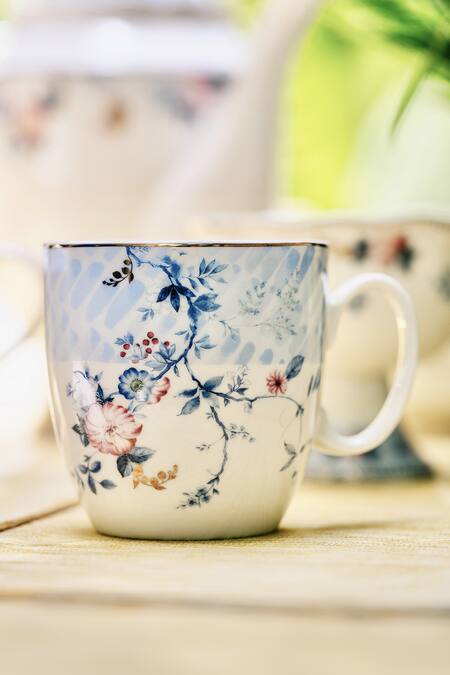 Shop_Vigneto_Blue Finest Premium Porcelain Flowers Spring Meadows Mug Set - 6 Pcs