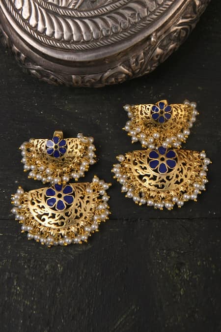 Totapari Embellished Marigold Duet Dangler Earrings 