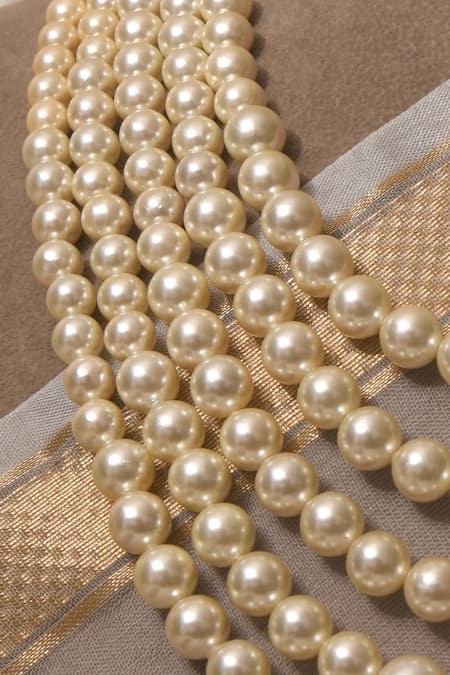 Totapari_White Pearl Multilayer Necklace _Online_at_Aza_Fashions