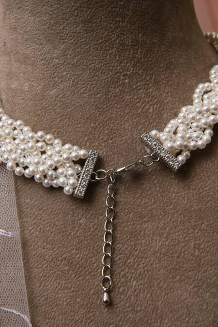 Totapari White Braided Pearl Necklace Online at Aza Fashions Totapari_White Braided Pearl Necklace _Online_at_Aza_Fashions