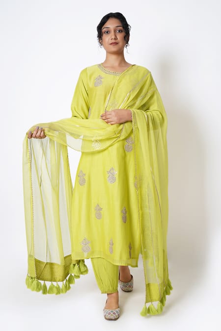 Kameez Blossom Gota Embroidered Kurta Salwar Set 