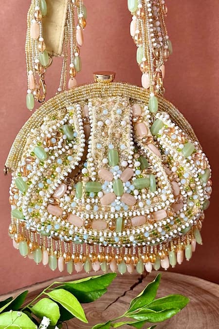 Buy Nayaab By Sonia Ivory Crystals, Beads Rani Embellished Potli Bag Online at Aza Fashions Buy_Nayaab By Sonia_Ivory Crystals, Beads Rani Embellished Potli Bag _Online_at_Aza_Fashions