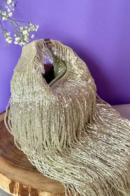 Nayaab By Sonia Silk Beads Tassel Embellished Bag 