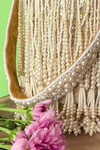 Shop_Nayaab By Sonia_Gold Embroidery, Pearls Gilt Cascade Embellished Potli _Online_at_Aza_Fashions