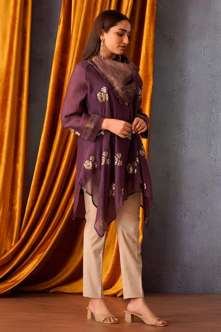 OMI Floral Sequin Embroidered Tunic 