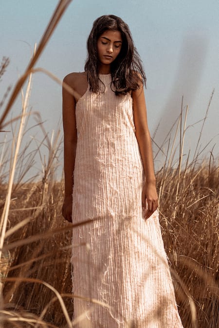 AHMEV Textured Striped Dress 