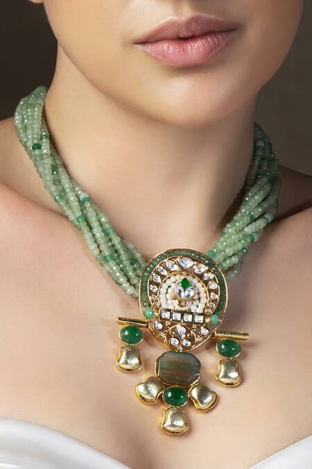 Joules By Radhika Green Bead Twist Necklace Online at Aza Fashions Joules By Radhika_Green Bead Twist Necklace _Online_at_Aza_Fashions