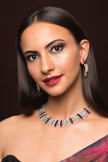 Queens Jewels Afreya American Diamond Necklace Set 