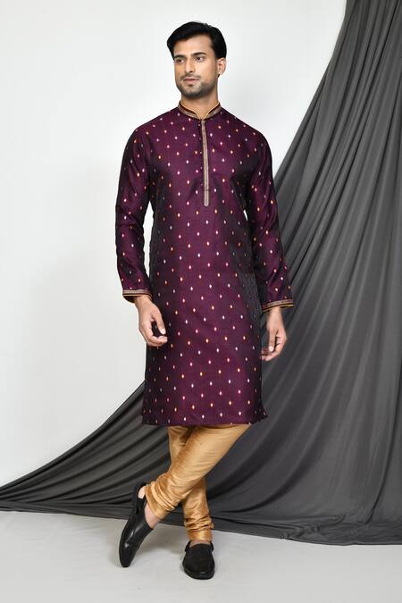 Arihant Rai Sinha Purple Pant Dupion Silk, Kurta Rangela Banarasi Thread, Embroidered And Set