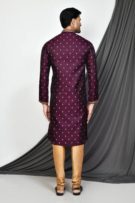 Shop_Arihant Rai Sinha_Purple Pant Dupion Silk, Kurta Rangela Banarasi Thread, Embroidered And Set_at_Aza_Fashions