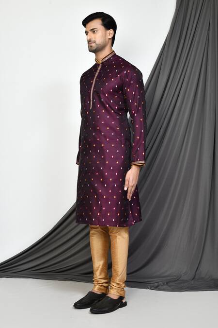 Arihant Rai Sinha_Purple Pant Dupion Silk, Kurta Rangela Banarasi Thread, Embroidered And Set_at_Aza_Fashions