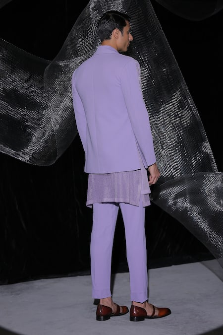 Ankur J Bead Floral Embroidered Jacket Kurta Set 