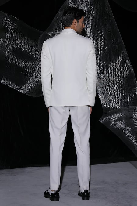 Ankur J Ivory Resham Embroidered Blazer Pant Set 