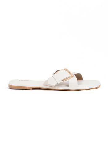 Ame_White Xoxo Criss Cross Strap Flats_Online_at_Aza_Fashions