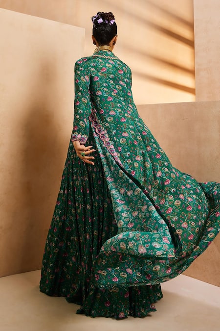 Aneesh Agarwaal Chintz Print Jacket Skirt Set 