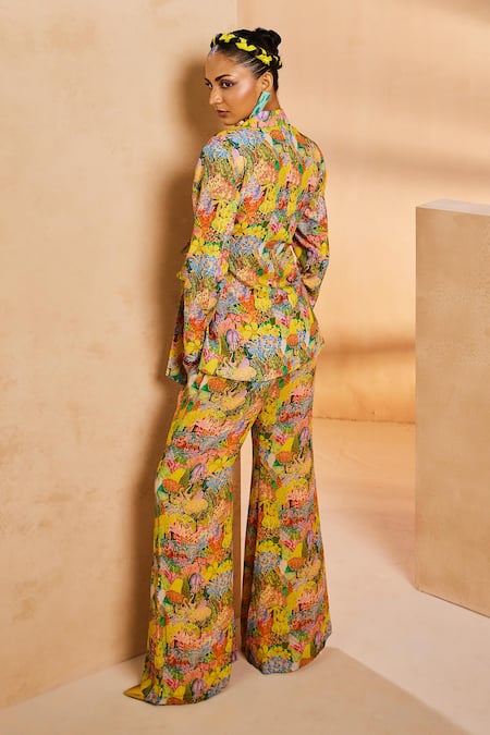 Aneesh Agarwaal Garden Print Blazer & Flared Pant Set 
