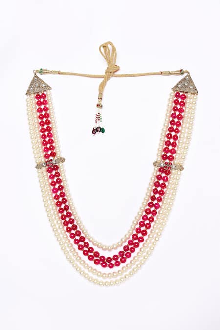 Aryavir Malhotra Crystal & Pearls Multi-Layered Mala 