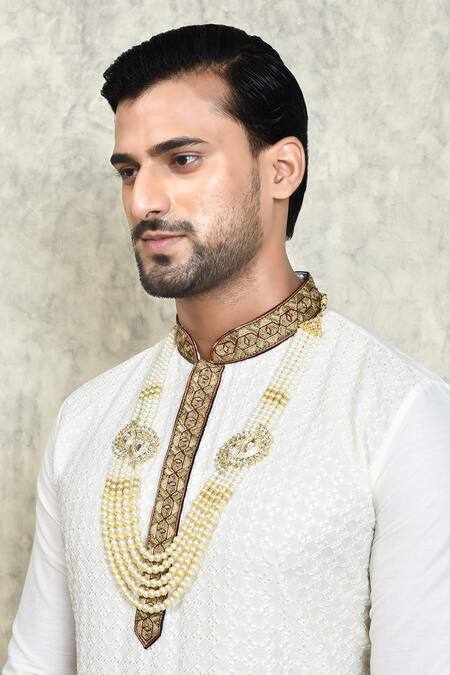 Buy_Arihant Rai Sinha_Off White Crystal And Pearls Embellished Mala _Online_at_Aza_Fashions