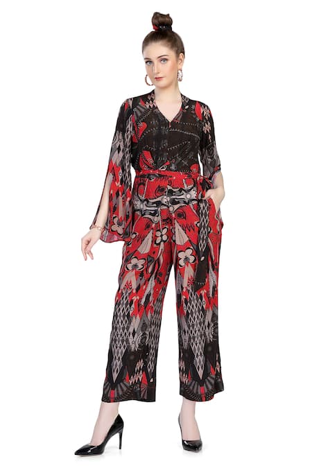 Whimsical By Shica Graphic Bloom Print Jumpsuit 