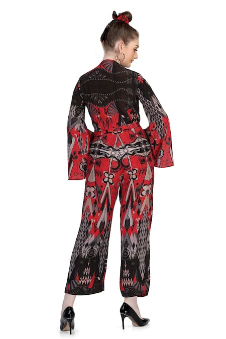 Whimsical By Shica Graphic Bloom Print Jumpsuit 