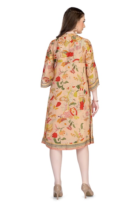 Whimsical By Shica Flora Fauna Print Midi Dress 