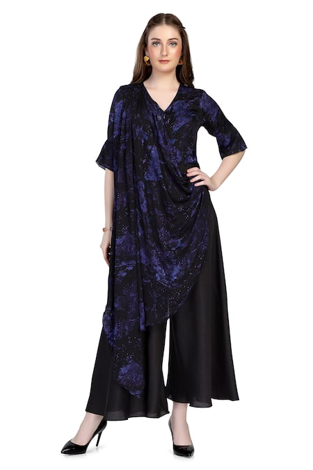Whimsical By Shica Abstract Splash Print Draped Jumpsuit 