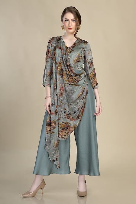 Whimsical By Shica Splash Tree Print Draped Jumpsuit 