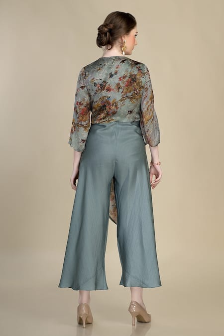 Whimsical By Shica Splash Tree Print Draped Jumpsuit 