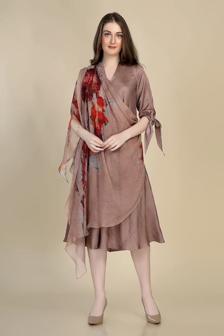 Whimsical By Shica Flared Dress With Front Drape 