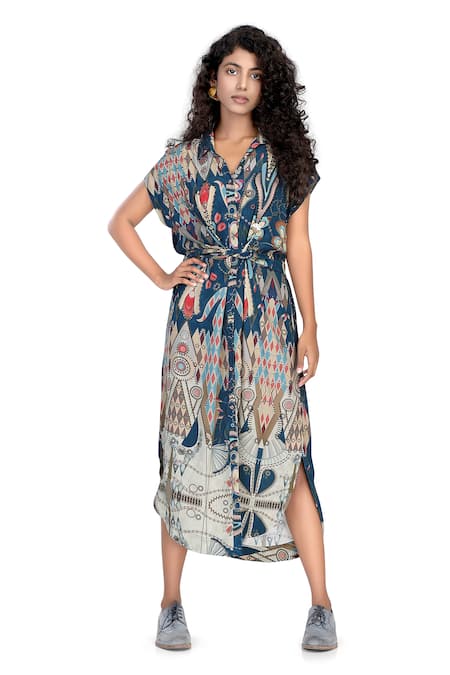 Whimsical By Shica Knotted Shirt Dress With Slip 