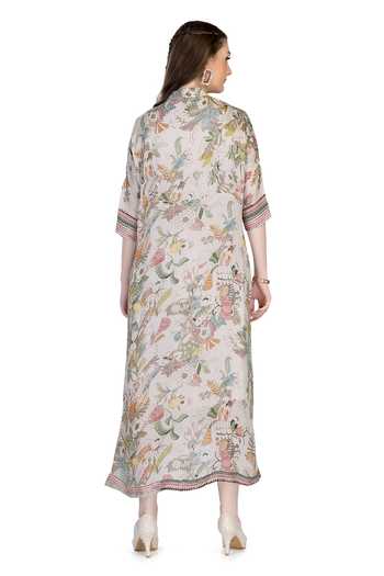 Shop Whimsical By Shica White Organza, Satin Collared Floral Bird Print Shirt Dress at Aza Fashions Shop_Whimsical By Shica_White Organza, Satin Collared Floral Bird Print Shirt Dress _at_Aza_Fashions