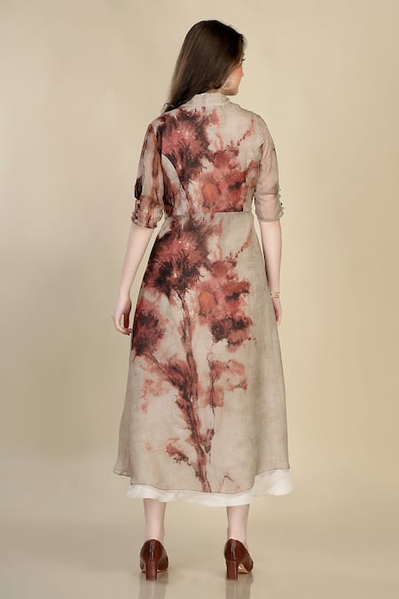 Whimsical By Shica Flared Printed Jacket Dress With Inner 