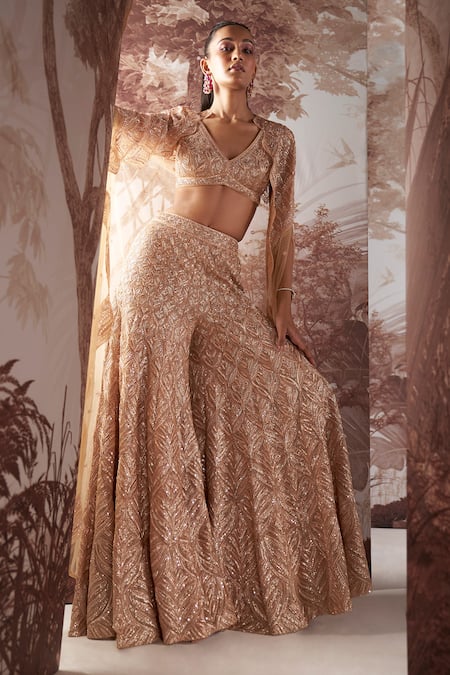 Sana Barreja Myra Sequin Embellished Cape Sharara Set 