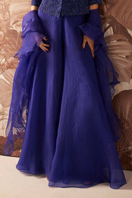 Sana Barreja Blue Net, Organza Beads, Sequins Emma Floral Embellished Peplum Sharara Set Online at Aza Fashions Sana Barreja_Blue Net, Organza Beads, Sequins Emma Floral Embellished Peplum Sharara Set _Online_at_Aza_Fashions