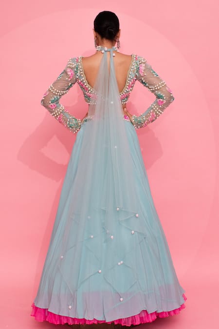 Anshika Tak Label Embroidered Layered Lehenga Set 