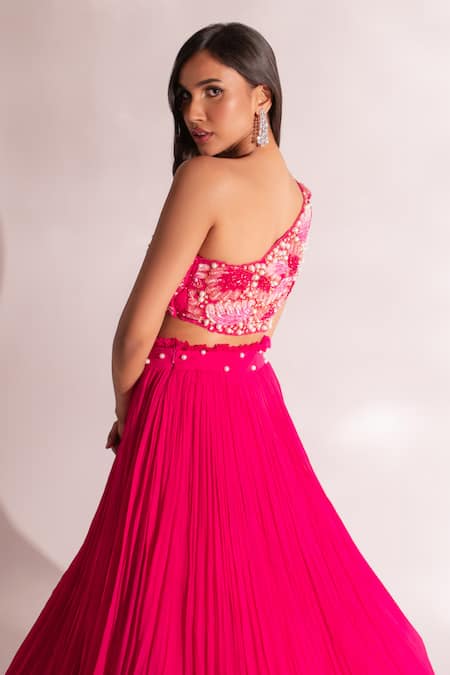 Anshika Tak Label Pearl Embroidered Layered Lehenga Set 