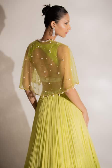 Anshika Tak Label Pleated Embroidered Lehenga Set 